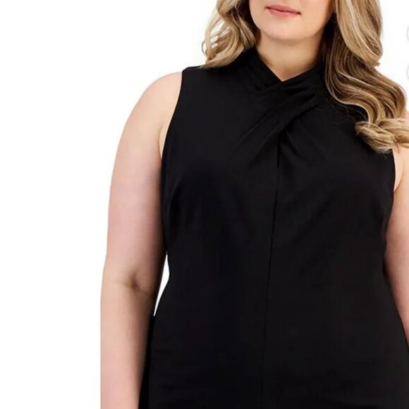 Rachel Roy Women’s Solid Black Sheath Dress – Criss-Cross Keyhole, Plus Size 14W - Picture 3 of 5